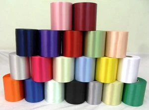 TOP QUALITY PLAIN POLYESTER RIBBON 100MM WIDE CHOICE OF COLOURS - Picture 1 of 22