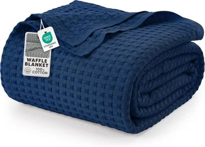 Manta Waffle Utopia Bedding Azul Marino 100% Algodón 300 GSM [Doble - Doble,  Foto 1 de 4