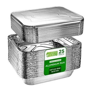 Disposable Aluminum Steam Table Foil Pans With Lids For Cooking, Baking, 25 - Picture 1 of 7