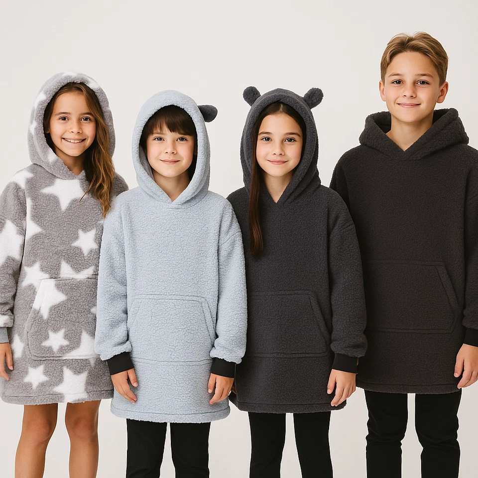 Cálido Niños Niñas Vestido con Capucha Sudaderas con Capucha Manta OODIES Bata de Baño Navidad Foto 1 de 1