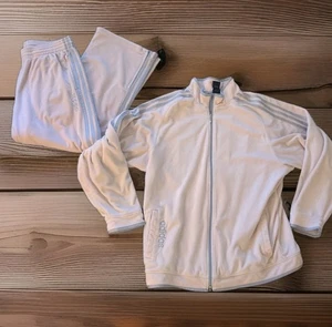 Mens Y2K Adidas Beige Tracksuit Velour Outfit Pants Jacket Warm Up Set Size L - Picture 1 of 22