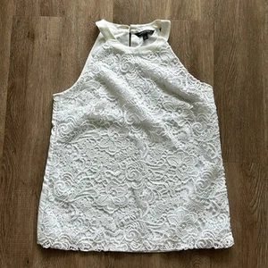 Banana Republic High Neck Embroidered Lace Front Blouse - Picture 1 of 4
