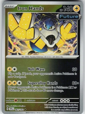 Pokemon Iron Hands 061/162 SV05: Temporal Forces NM Reverse Holo card - Image 1 of 2