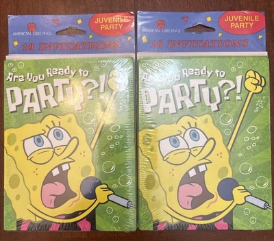 2 Packages of vintage spongebob squarepants Birthday Party Invitations New - Image 1 of 4