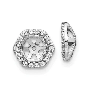 10k White Gold Hexagon Diamond Earring Jackets 0.64gm L-8 mm, W-8 mm for Mom - Picture 1 of 3
