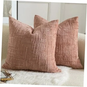 Pack of 2 Soft Chenille Textured Throw Pillow 22" x 22" (Pack of 2) Dusty Pink - Picture 1 of 7