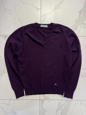 Винтажный мужской свитер Burberry из 100% чистой овечьей шерсти с V-образным вырезом 40 сделано в Шотландии - Изображение 1 из 4