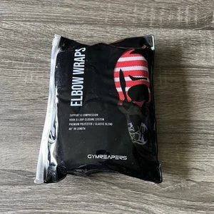 Gymreapers Weightlifting Elbow Wraps 1 Pair Flexible 40'' Red/White - Picture 1 of 2