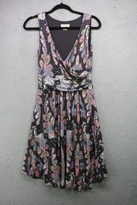 Maeve by Anthropologie Leslie Midi Fit & Flare Kleid - Größe Small - dunkles Paisley - Bild 1 von 10