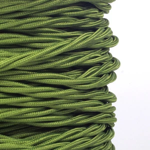 LÁMPARA DE TELA DE SEDA TEJIDA TRENZADA 3 NÚCLEOS VERDE - CABLE FLEXIBLE CABLE ANTIGUO - Imagen 1 de 2