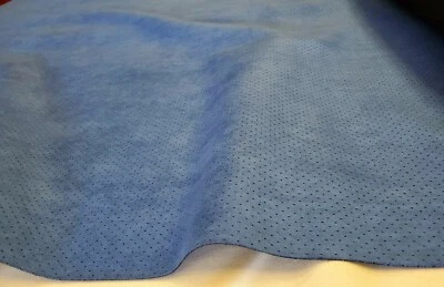 Perforated faux suede auto upholstery fabric-Blue-BY THE YARD - Image 1 of 4