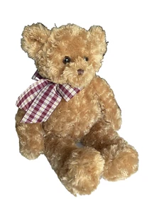 Bearington Theodore Brown Plush Stuffed Teddy Bear With Plaid Bow 17" - Picture 1 of 9