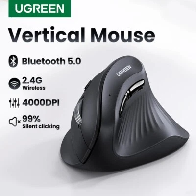 Souris ergonomique verticale sans fil UGREEN Bluetooth 5.0 2.4G 4000DPI 6 bou... - Photo 1/4