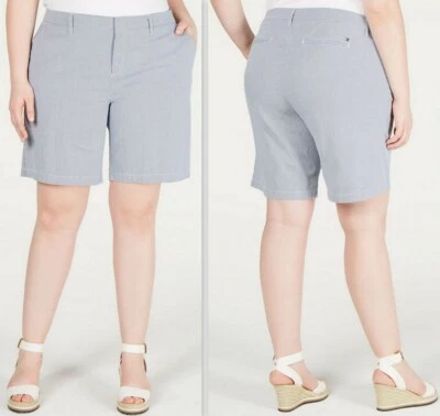 Pantalones Cortos Tommy Hilfiger Para Mujer Talla Grande A Rayas Hollywood Chino, Azul Talla 20W Foto 1 de 4