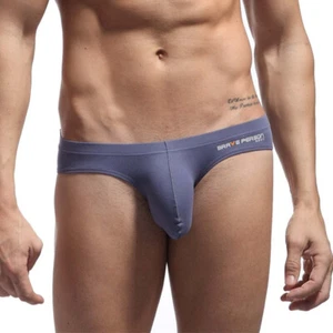 New Men's Sexy Underwear Briefs with Big Penis Pouch Cotton Bikini Briefs - Picture 1 of 18
