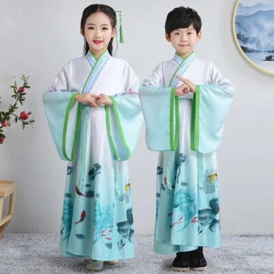 Kids Boys Girls Hanfu Tang Suit Chinese Uniform Embroidered Retro Ethnic Cosplay - Image 1 of 4