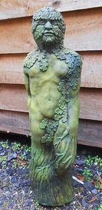 Green Man statue STONE garden ornament Jack in the Green 51cm/20"H + FREE GIFT! - Picture 1 of 10