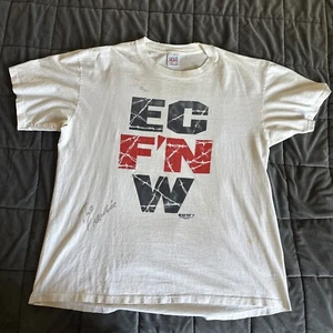 Vintage Original ECW “Our Big Boys Kick Ass!” White T Shirt Signed wwe wwf Anvil - Picture 1 of 11