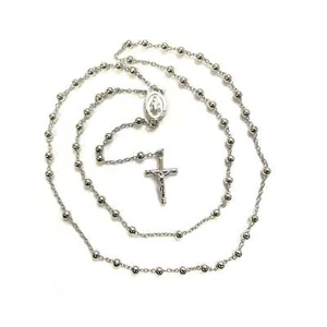 925 STERLING SILVER ITALIAN ROSARY 4mm 26" - Picture 1 of 5