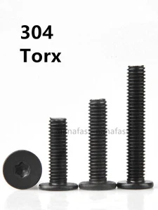 Black 304 Stainless Steel Six-Lobe Torx Ultra Thin Flat Wafer Head Screw Bolt - Picture 1 of 12