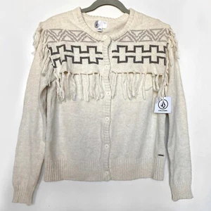 Volcom Wolf Clan *NWT Cardigan Sweater Women's Size S Boho w/Fringe - Picture 1 of 9