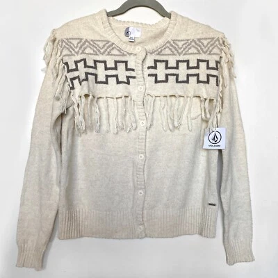 Volcom Wolf Clan *NWT Cardigan Sweater  Knit Women's Size S Boho w/Fringe - Image 1 of 4