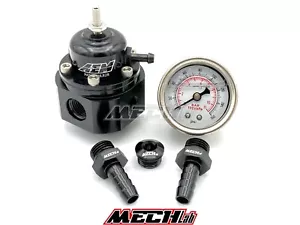 AEM regolatore pressione benzina fpr 25-302BK manometro raccordi tubo gomma 8mm - Zdjęcie 1 z 2