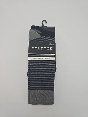 Meias sociais masculinas GoldToe Edition pacote com 3 QuaFX padrão de malha formal tripulação 6-12,5 - Imagem 1 de 4