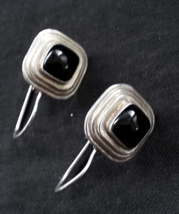 Taxco sterling silver & black onyx vintage earrings - Picture 1 of 6
