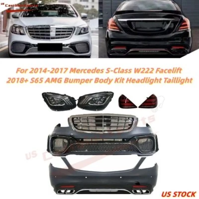 Kit de carrocería de parachoques con luz para Mercedes Clase S W222 Facelift 18+ S65 AMG Facelift 2014-2017 Foto 1 de 4