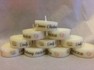Personalised Tealight Candle Christening/ Baptism/ Communion Favours 10 30 40 - Picture 1 of 11
