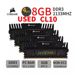 Corsair 32GB 4x 8GB DDR3 OC 2133MHz PC3-17000U Overclocking Desktop Memory SDRAM - Picture 1 of 8