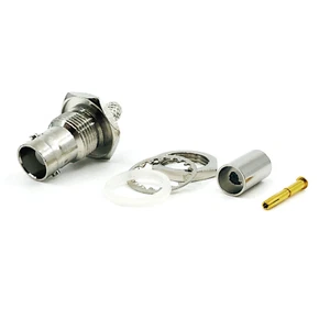 10pcs RF Connectors BNC Female Crimp Bulkhead Rear Mount for RG 59/62/210 - Picture 1 of 5