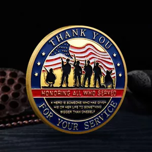 Herausforderungsmünze Militär Geschenk Veteran Vielen Dank für Ihre Service-Wertschätzung - Bild 1 von 10