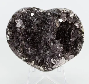 Black Amethyst Heart Crystal Cluster Rainbow Geode Gift Decor 71mm  H1691 - Picture 1 of 15