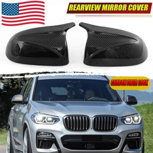 2X Carbon Fiber Side Mirror Cover Cap Assemblies Fits BMW X3 X4 X5 X6 X7 2018-23 - Picture 1 of 14