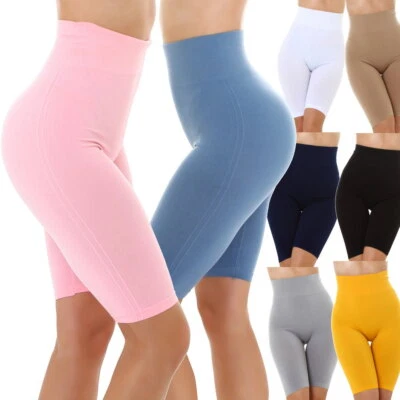 Shorts Taille Haute Femme Radlerhose Slimming Fitness Work-Out Bodycon Skinny - Photo 1/2