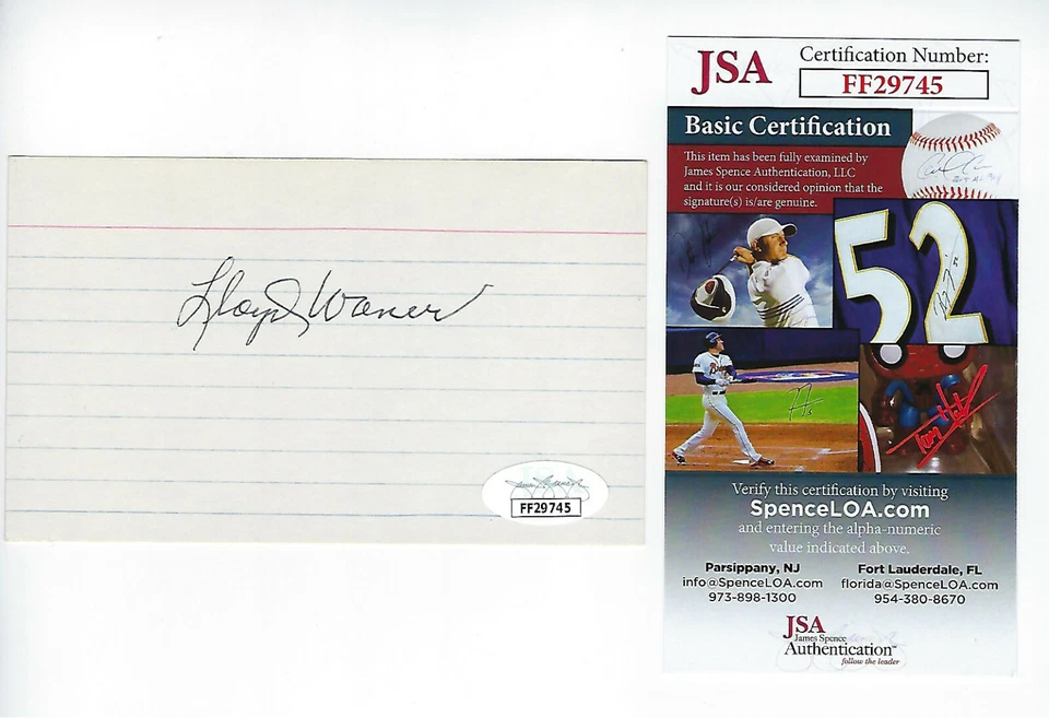 PIRATES Lloyd Waner signed 3x5 index card JSA COA AUTO Autographed Little Poison - Image 1 of 1