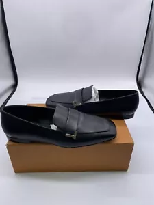 LAFAYETTE 148 New York Square Toe Leather Loafers Shoes Black Size 38 Defected - Picture 1 of 3