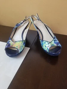 9 & Co. Floral Heels Pumps Formal Peep Toe Women's Shoes Size 8.5M - Picture 1 of 12