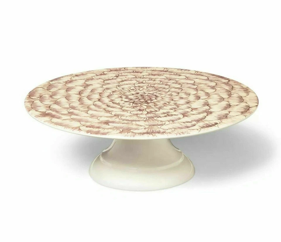John Derian para Target Melamina Floral Pastel Postre Soporte Blanco Marrón Rosa Nuevo con Etiquetas  Foto 1 de 1