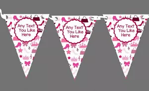 Pink Girls Handbags Shoes Princess Personalised Hen Do Night Party Bunting - Picture 1 of 1