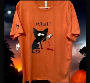 Halloween T-Shirt SCARY KILLER KATZE MIT MESSER Gr. L - NEU - Bild 1 von 4