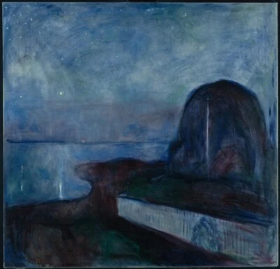 Starry Night Edvard Munch 1893 Symbolist Expressionist Norwegian Art Print - Image 1 of 2