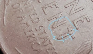 1947 D WHEAT Cent ( REV LAMINATION ERROR WITH PEEL #OR647D - Picture 1 of 7