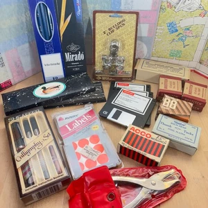 Lot Vtg Office Supplies, Pencils Calligraphy Pen 1998 Windows Disks, Some NOS - Picture 1 of 13