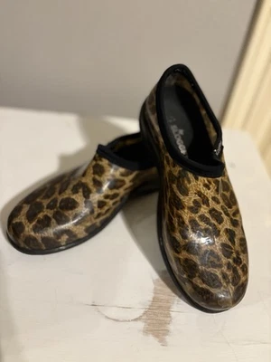 Women’s Sloggers Waterproof Garden/Rain Shoes, Leopard Print-Browns SZ  8 VGUC! - Image 1 of 4
