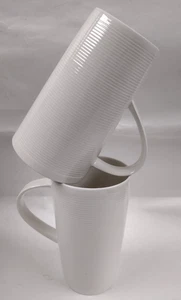 Pair of Fairmont Main White Linen Off-White Latte 12oz Mugs - Picture 1 of 6