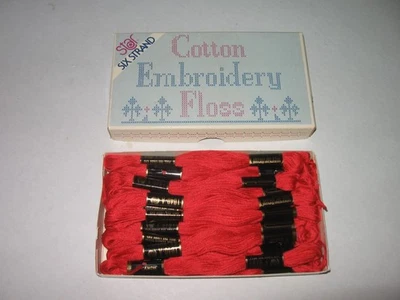 22 Vintage STAR SIX STRAND Cotton AMERICAN THREAD Box / FLOSS  Flame Red #1040A - Image 1 of 4