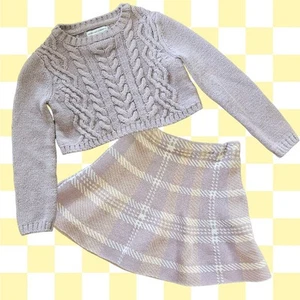 Cupcakes & Cashmere 4T Purple Knit Sweater & Matching Plaid Skirt Set - Picture 1 of 4